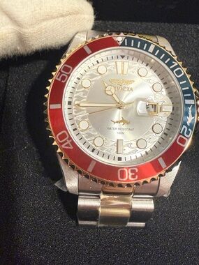 Invicta Silver Dial Two-Tone Bracelet Watch with Red and Blue Bezel